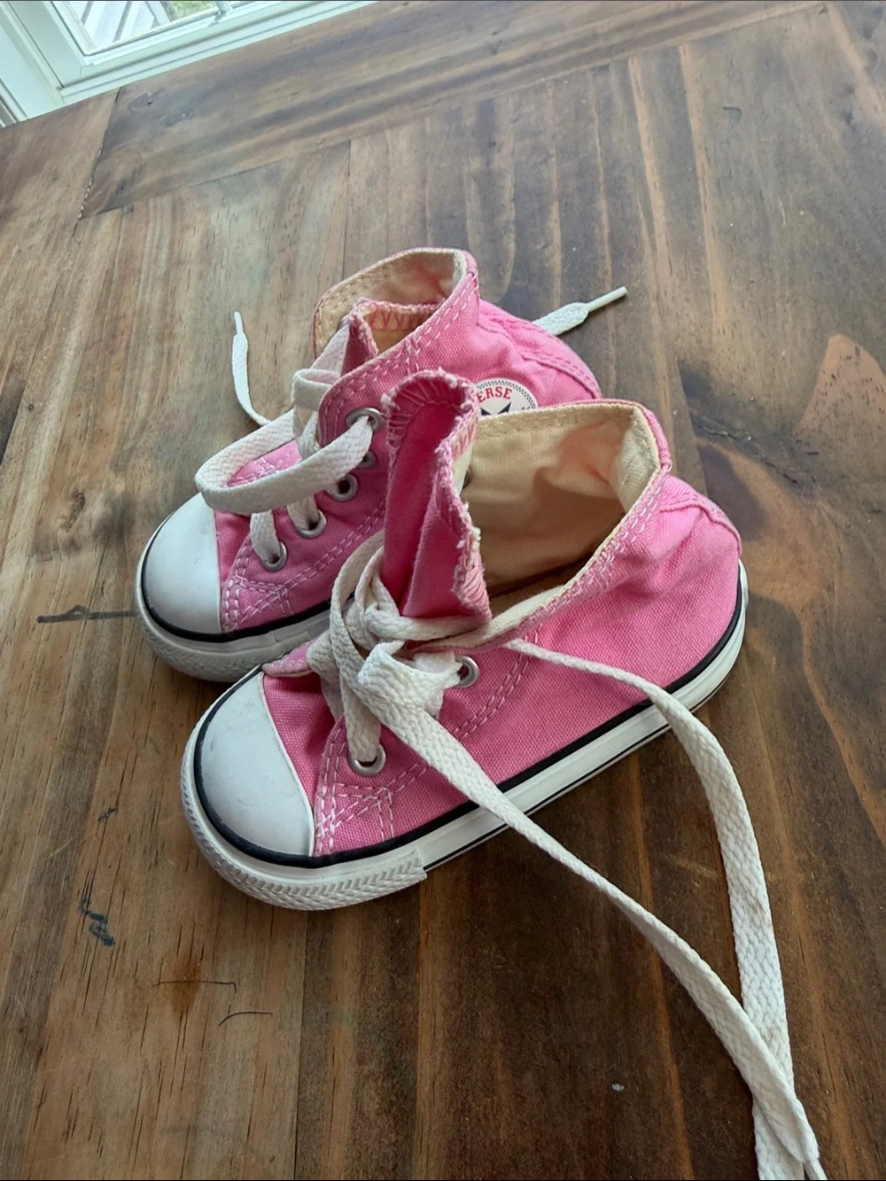 Converse Kids Pink Low-Top Canvas Sneakers with White Trim
